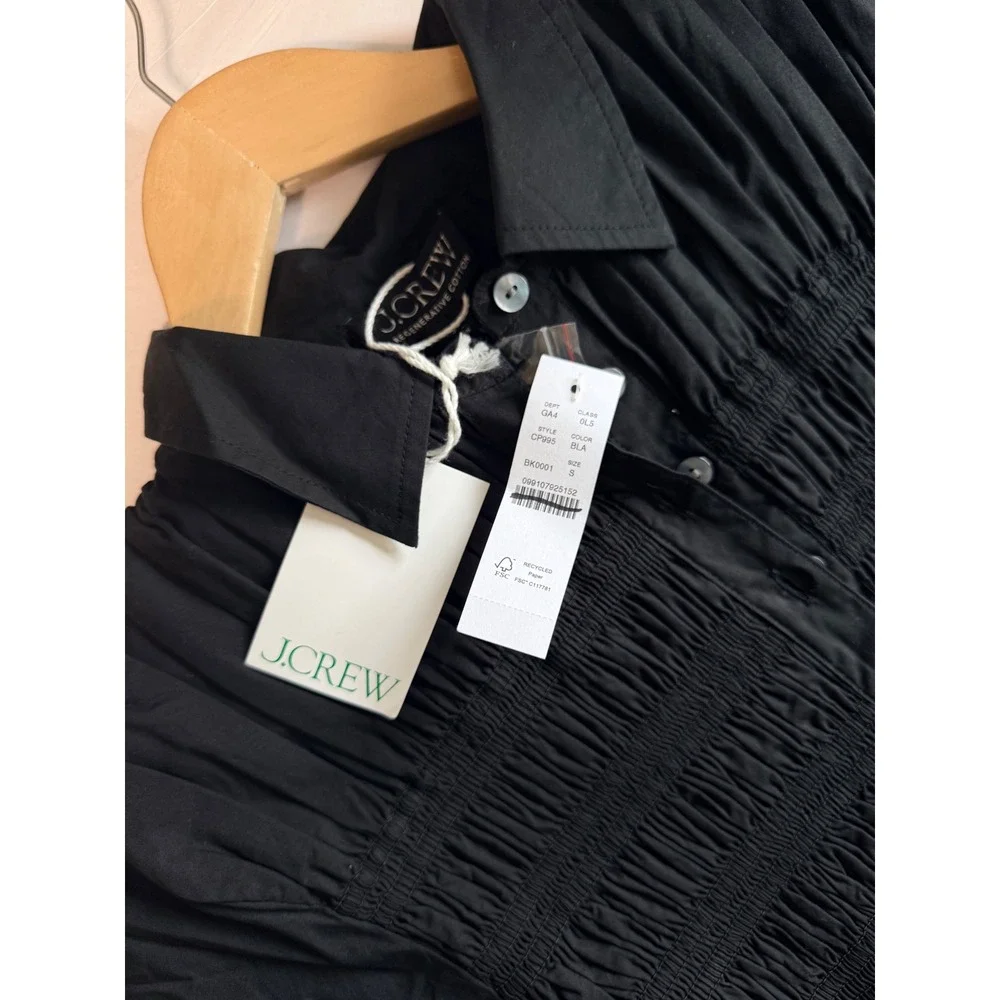 J.Crew Elsie shirt-dress in cotton poplin Black Size Small NWT